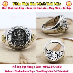 Nhẫn Phật Bản Mệnh Tuổi Mão ( Phật Văn Thù Bồ Tát ) Mang Lại May Mắn Tài Lộc